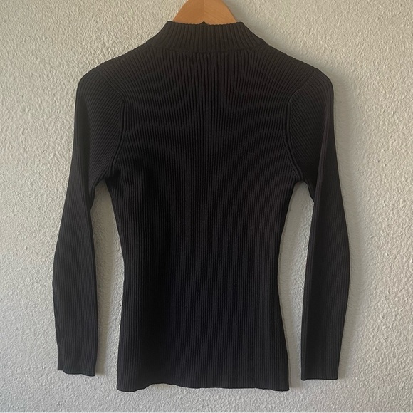Vintage y2k Fitted Soft Ribbed Knit Top Women’s S Black Long Sleeve Mock Neck - Picture 7 of 11